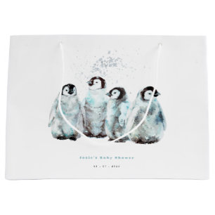 Winter Penguin Baby Shower Large Gift Bag