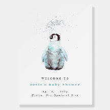Winter Penguin Baby Shower Welcome Foam Board
