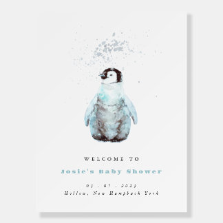 Winter Penguin Baby Shower Welcome Foam Board