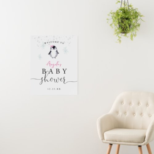 Winter Penguin Baby Shower Welcome Sign