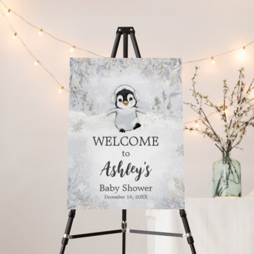 Winter Penguin Baby Shower Welcome Sign
