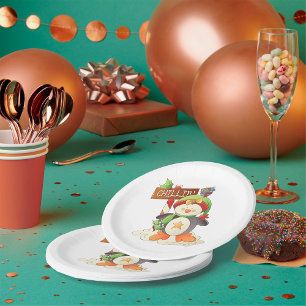 Winter Penguin & Bird Chillin Christmas Holiday  Paper Plates