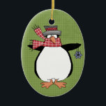 Winter Penguin Ceramic Christmas Ornament<br><div class="desc">Text can be added to this ornament to make a personalized holiday gift. If you need help,  just click on the contact link below to send the designer a personal detailed message.</div>