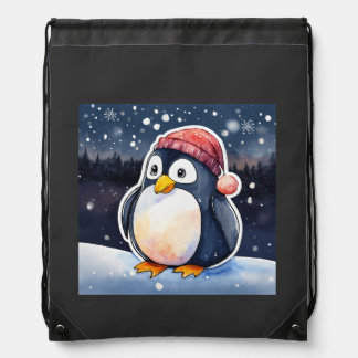 Winter Penguin Drawstring Bag – Cute & Cozy Design