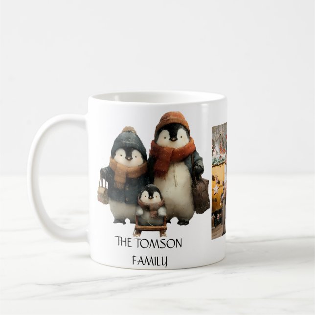 Winter Penguin Family Personalized Design Coffee Mug (Left)