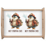 Winter Penguin Firefighter Ping Pong Paddle Serving Tray