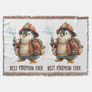 Winter Penguin Firefighter Ping Pong Paddle Throw Blanket