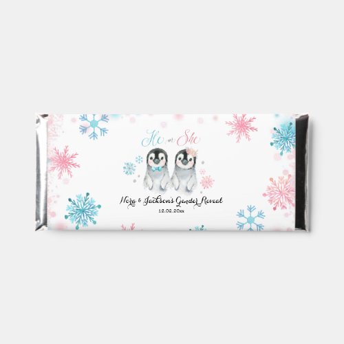 Winter Penguin Gender Reveal Hershey Bar Favors