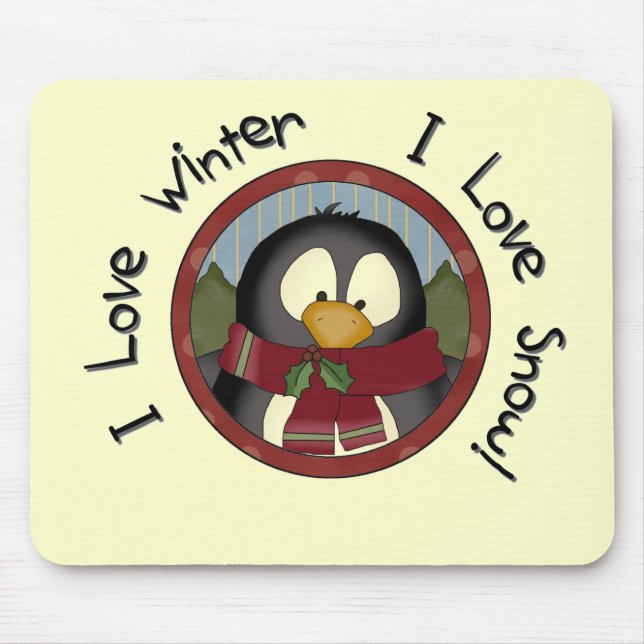 Winter Penguin Holiday Tshirts and Gifts Mouse Pad (Front)