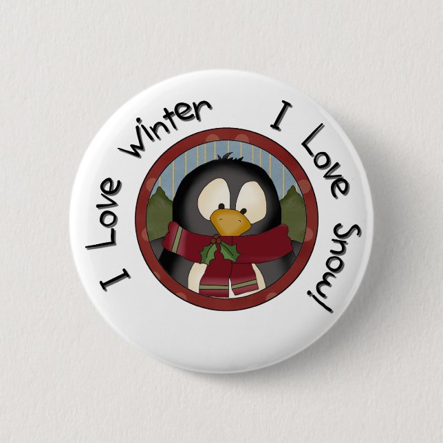 Winter Penguin Holiday Tshirts and Gifts Pinback Button (Front)