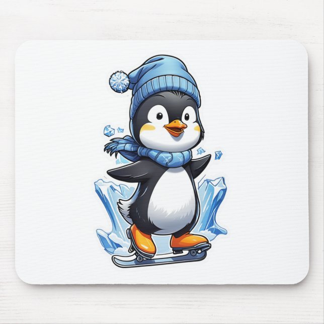 Winter Penguin Ice Staking Mouse Pad (Front)