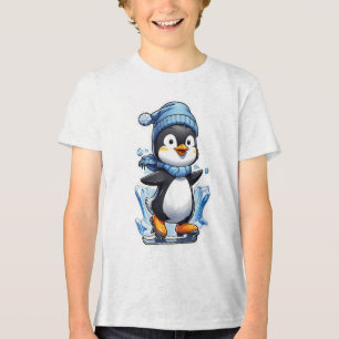 Winter Penguin Ice Staking Tri-Blend Shirt