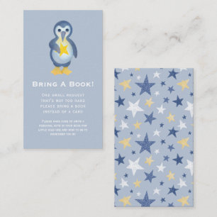 Winter Penguin North Star Baby Shower Book Request Enclosure Card