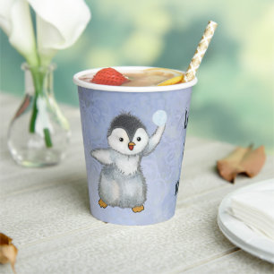 winter penguin paper cups
