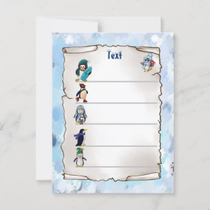 winter penguin postcard