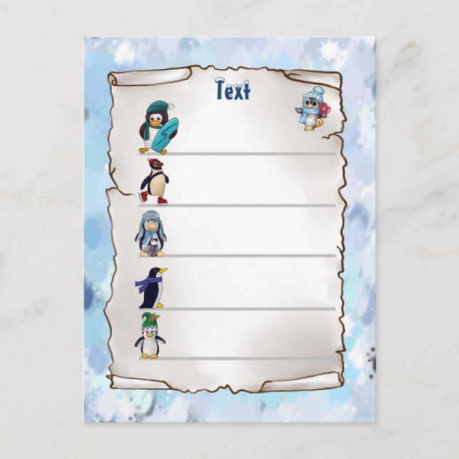 winter penguin postcard (Front)