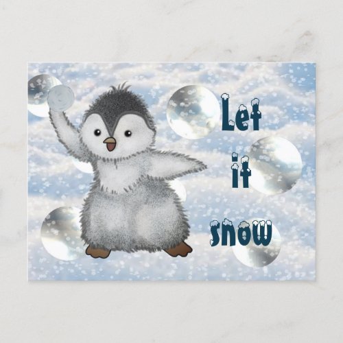 winter penguin postcard