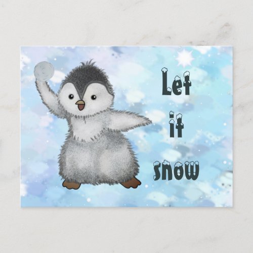 winter penguin postcard