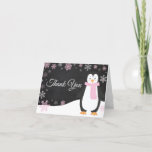 Winter Penguin Snowflake Pink Thank You Card<br><div class="desc">Winter Penguin Snowflake Pink Thank You Card</div>