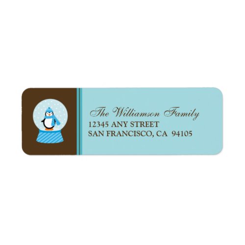 Winter Penguin Snowglobes Return Address Labels