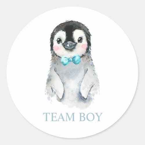 Winter Penguin Team BOY Gender Reveal Game Label