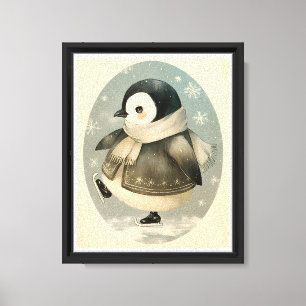 Winter Penguin Watercolor Nursery Canvas Prints