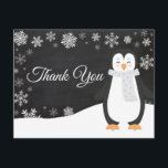 Winter Penguin Winter Snowflake Thank You Card<br><div class="desc">Winter Penguin Winter Snowflake Thank You Card. Penguin. Chalkboard Background. Black and White. Snowflake. Love and Thanks,  beautiful script font. Add your message on back or leave blank and hand write. For further customization,  please click the "Customize it" button and use our design tool to modify this template.</div>