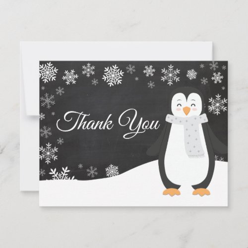 Winter Penguin Winter Snowflake Thank You Card