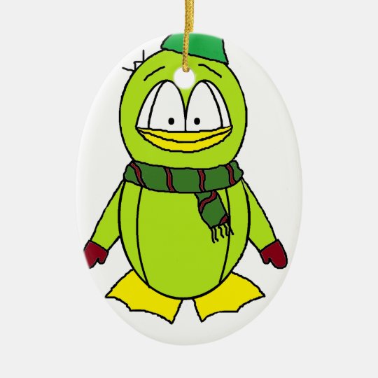 Winter Penguin with Hat and Gloves Ceramic Ornament
