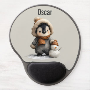 Winter Penguin with Snowman Design Gel Mouse Pad