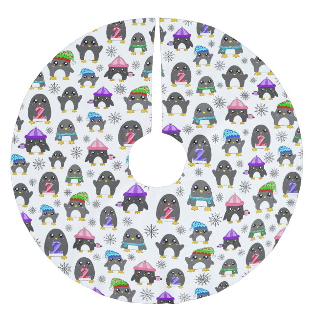 Winter Penguins Brushed Polyester Tree Skirt (Front)