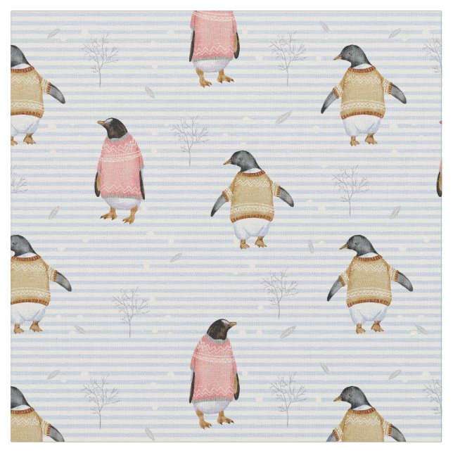 Winter Penguins Fabric (Close Up)