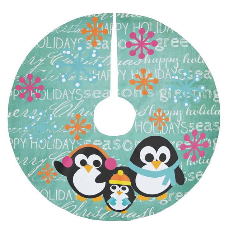 Winter Penguins Happy Holidays Tree Skirt Zazzle