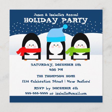Winter Penguins Party Invitation