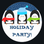 Winter Penguins Party Sticker<br><div class="desc">Cute little sticker matches our party invitation and looks great sealing your envelopes!</div>