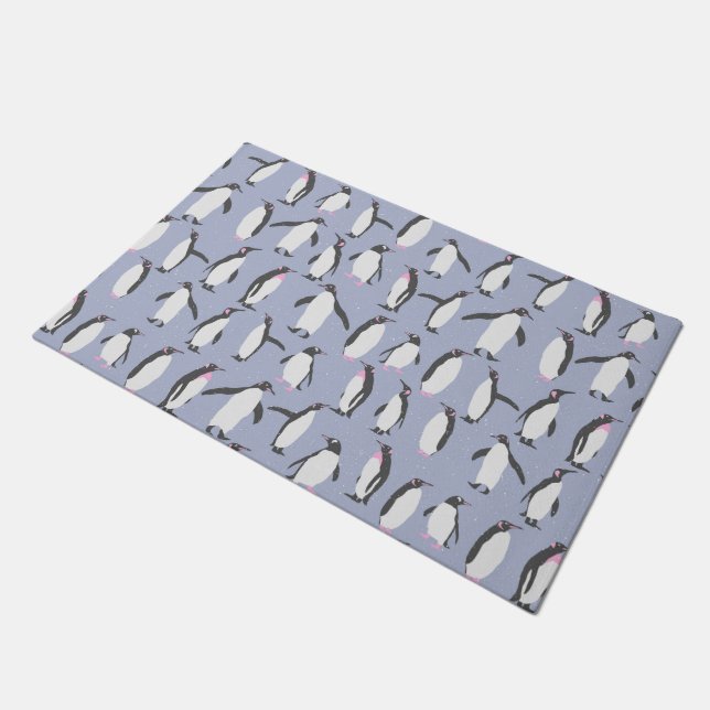 Winter Penguins seamless pattern + your ideas Doormat (Angled)