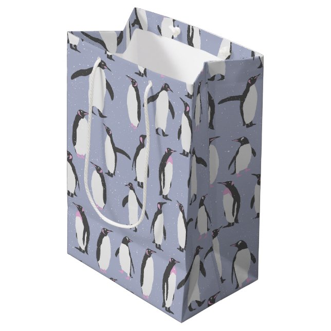 Winter Penguins seamless pattern + your ideas Medium Gift Bag (Front Angled)