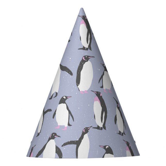 Winter Penguins seamless pattern + your ideas Party Hat (Front)