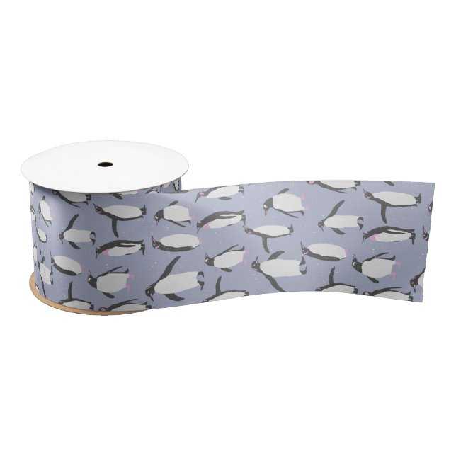 Winter Penguins seamless pattern + your ideas Satin Ribbon (Spool)