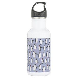 Winter Penguins seamless pattern + your ideas Stainless Steel Water Bottle