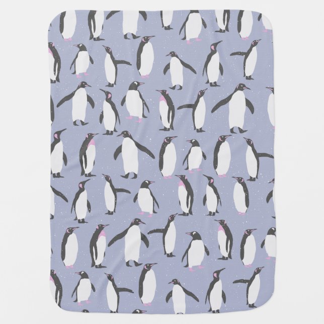 Winter Penguins seamless pattern + your ideas Swaddle Blanket (Front)