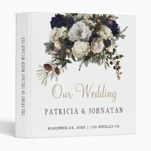 Winter peonies elegant bouquet wedding album 3 ring binder