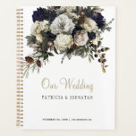 Winter peonies elegant gold PHOTO wedding Planner<br><div class="desc">Chic trendy wedding planning custom book with winter white ivory peonies and seasonal foliage,  pinecones and branches,  and with your custom photo on the back cover.          Perfect to organize your wedding and keep the memories!               For coordinated wedding items please see the whole collection under the main image.</div>