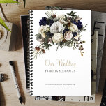 Winter peonies elegant gold script wedding planner<br><div class="desc">Chic trendy wedding planning custom book with winter white ivory peonies and seasonal foliage,  pinecones and branches.          Perfect to organize your wedding and keep the memories!               For coordinated wedding items please see the whole collection under the main image.</div>