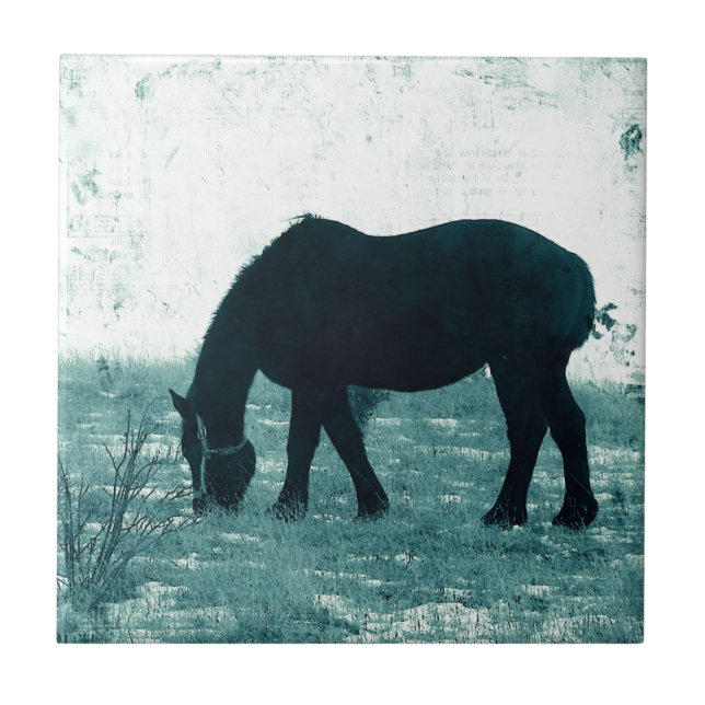 Winter Percheron Ceramic Tile (Front)