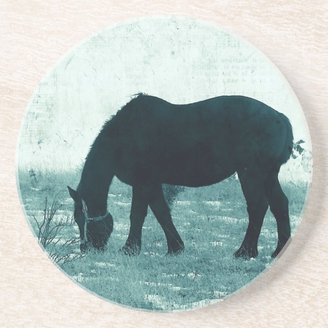 Winter Percheron Sandstone Coaster (Front)