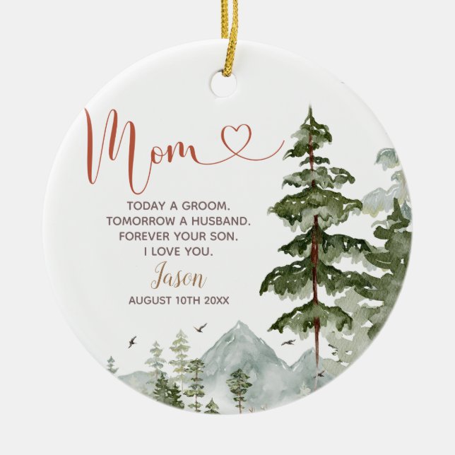Winter Personalised Bridal Groomsman Bridesmaid Ceramic Ornament (Front)