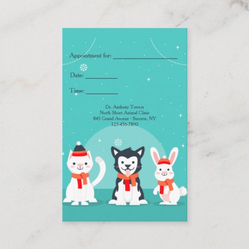 Winter Pets Veterinary Appointment Cards