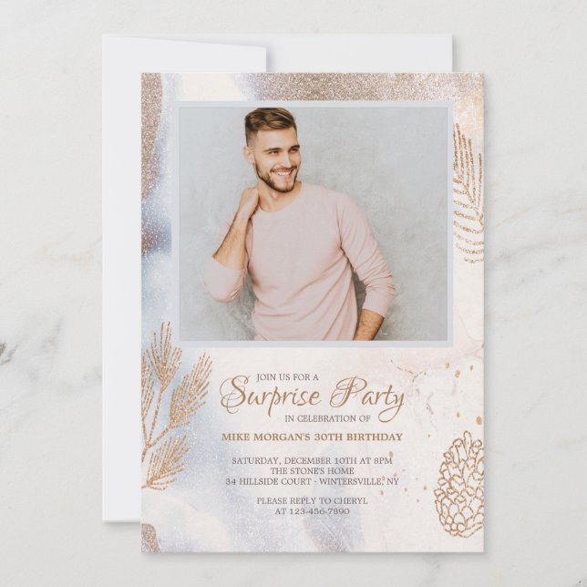 Winter Photo Birthday Party Invitations (Front)
