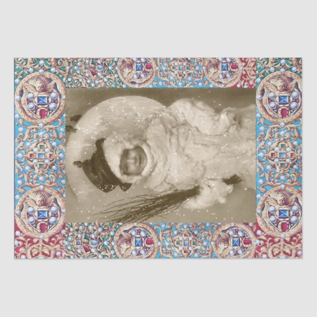 WINTER PHOTO TEMPLATE,ANGELS,PRECIOUS JEWELS ,GEMS TISSUE PAPER (Front)